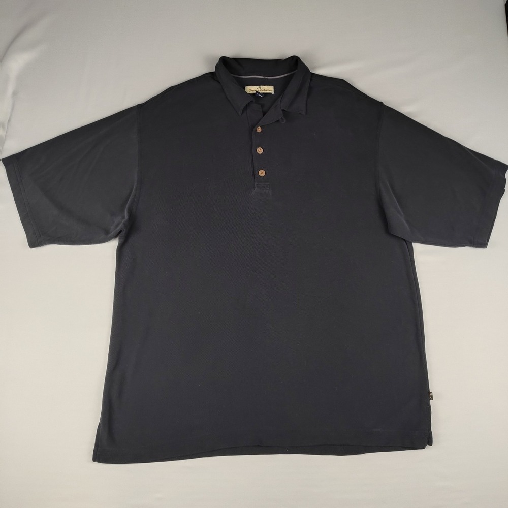 Tommy Bahama Mens XL Polo Shirt 87% Modal Black Golf Soft Lightweight Casual